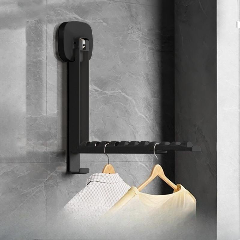 Wall-Mounted Folding Clothes Drying Rack with Suction Cup–Retractable,Portable, Space-Saving Laundry Rack for Bathroom & Balcony