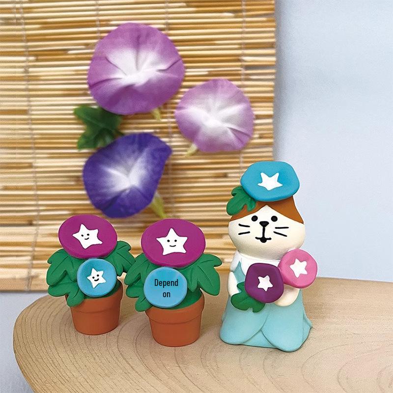 Trendy Japanese Watermelon Cat Figurine: Resin Ornament & Bonsai Decoration