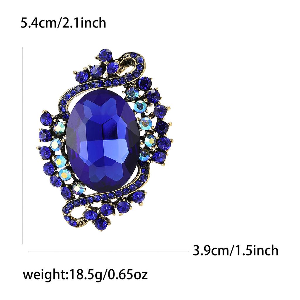 Retro Alloy Crystal Glass Brooch High-End Temperament Women'S Suit Cardigan Corsage Jewelry Pin