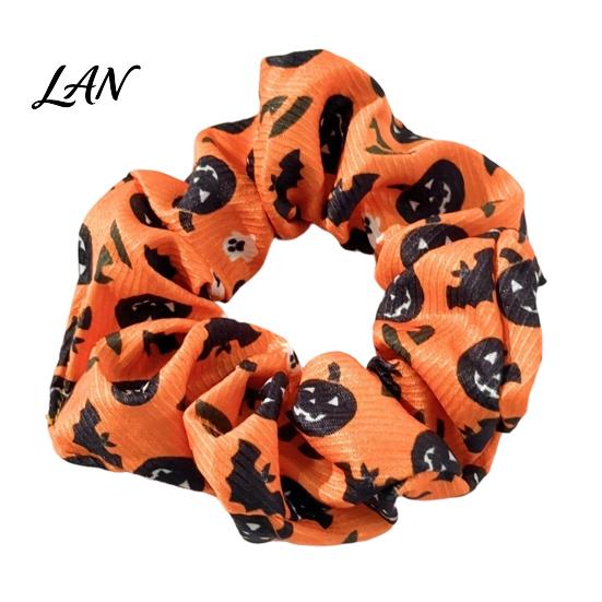 High Elasticity Hair Ties Halloween Ties, Scrunchies, Soft Stretchy Bands with Ghost Witch Hat Tie Bat Spider Web Design, Pleated Ponytail Holders for