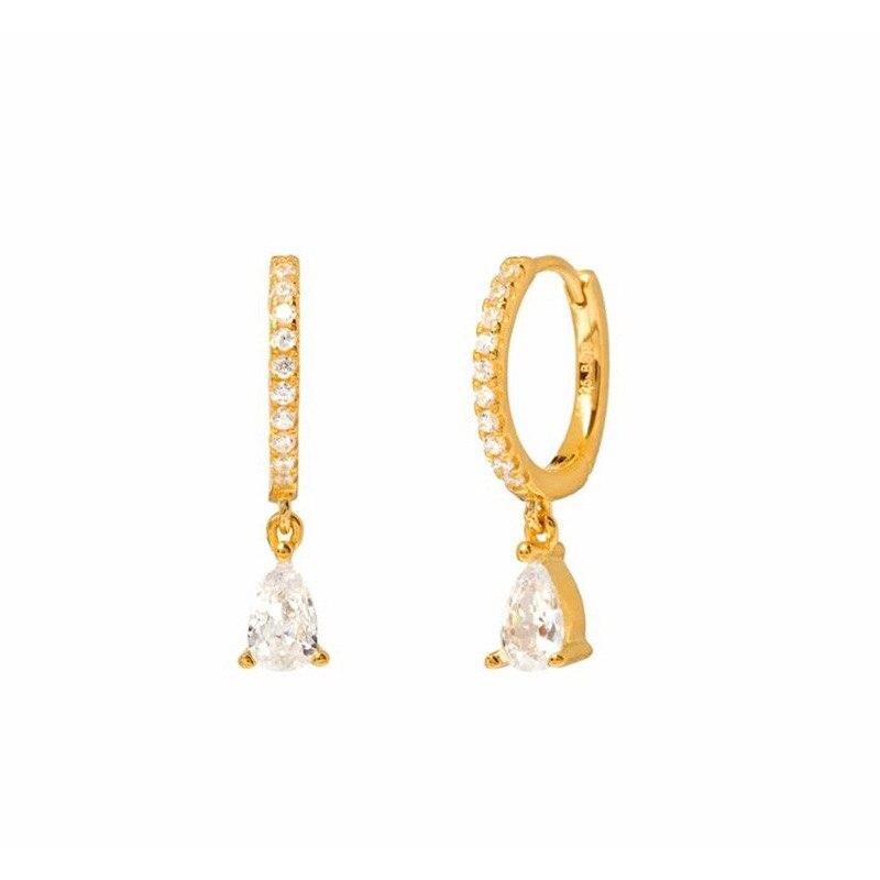 Women Multi Color CZ Drop Earrings Gold Plated Cute Girls Hoop Earrings Geometric Cubic Zirconia Earrings Jewelry Gift