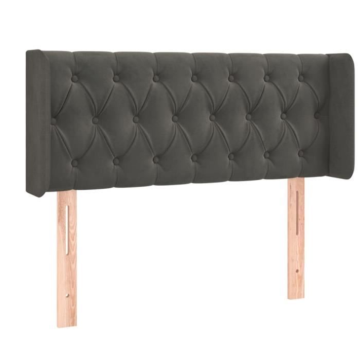 VidaXL Tête de lit avec oreilles Gris foncé 93x16x78-88 cm Velours3119141