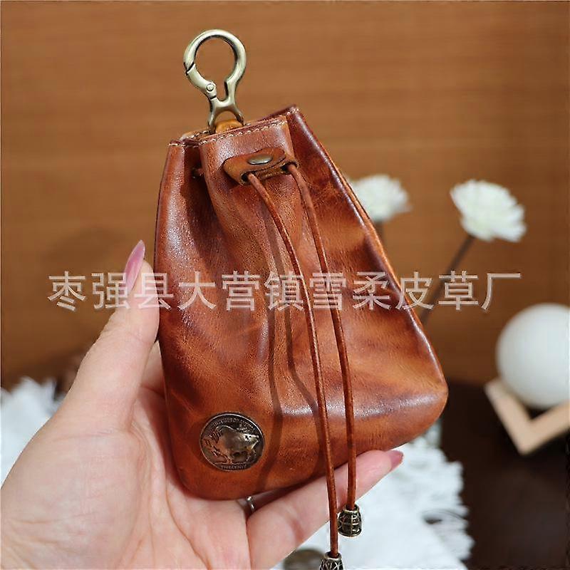 Handmade Cowhide Retro Storage Bag, Cow Hide Storage Bags with Handles, Key Case