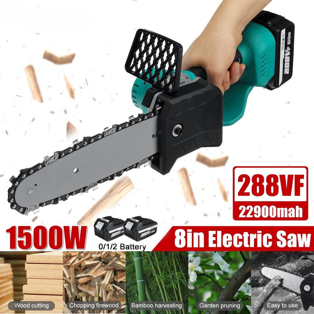 288VF 8 Inches Rechargeable Brushless Electric Saw Chainsaw Wood Cutter Garden Woodworking Power Tools For 18V Battery