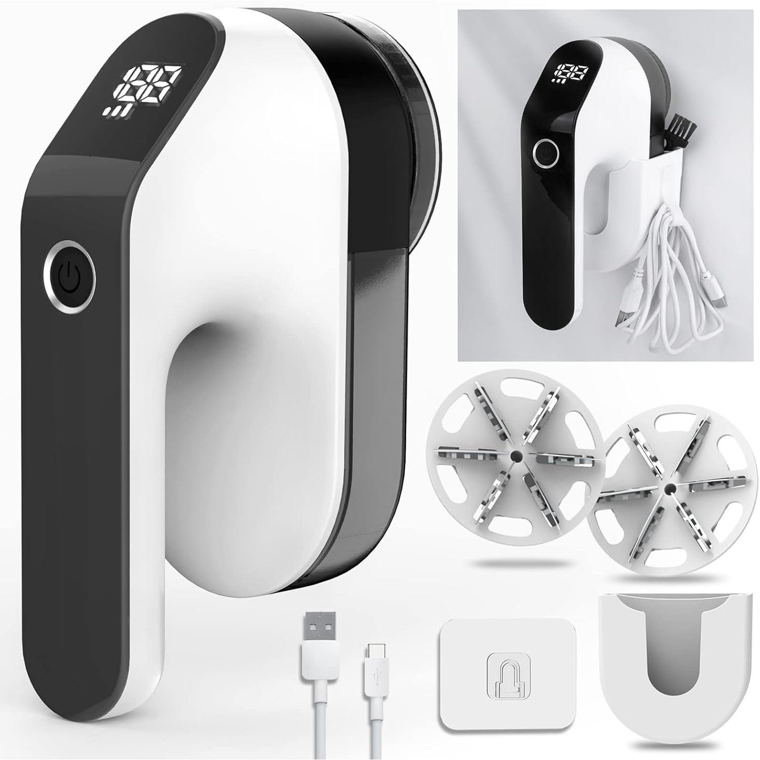 

Rechargeable Fabric Shaver, Electric Lint Remover, Sweater Shaver for Clothes and Furniture with 3-Speeds and Battery Led Digital Display X1