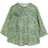 Vintage Floral Print Women T Shirts Chinese Style Loose Button Seven Sleeve Spring Tops