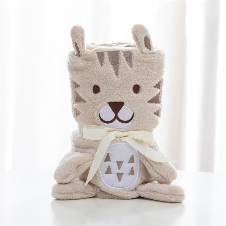 1pc 75cmX100cm Baby Embroidered Flannel Blanket Cartoon Children's Blanket Flannel Blanket All Season Use Cartoon Character