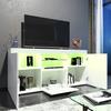 Meuble TV LED - DRIPEX - Surface Brillante - Blanc - Moderne - Avec Rangement