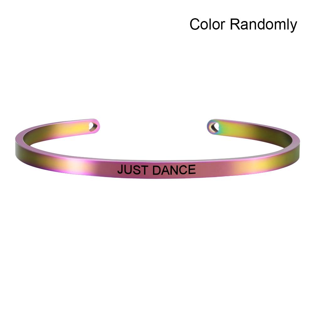 Neuer Regenbogen-Edelstahl-Armreif mit Gravur, positives, inspirierendes Zitat, Mantra-Armband, Geschenk für Frauen