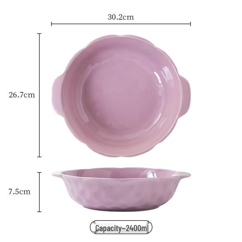 12-inch Ceramic Deep Serving Bowl with Double Handles
