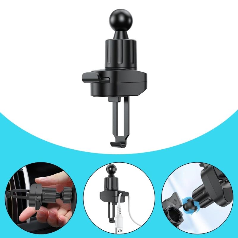 Secure Air Vent Car Phone Holder Mobile Mount with Extended Metal Hook Shockproof Easy Insertion Suitable for Smartphone