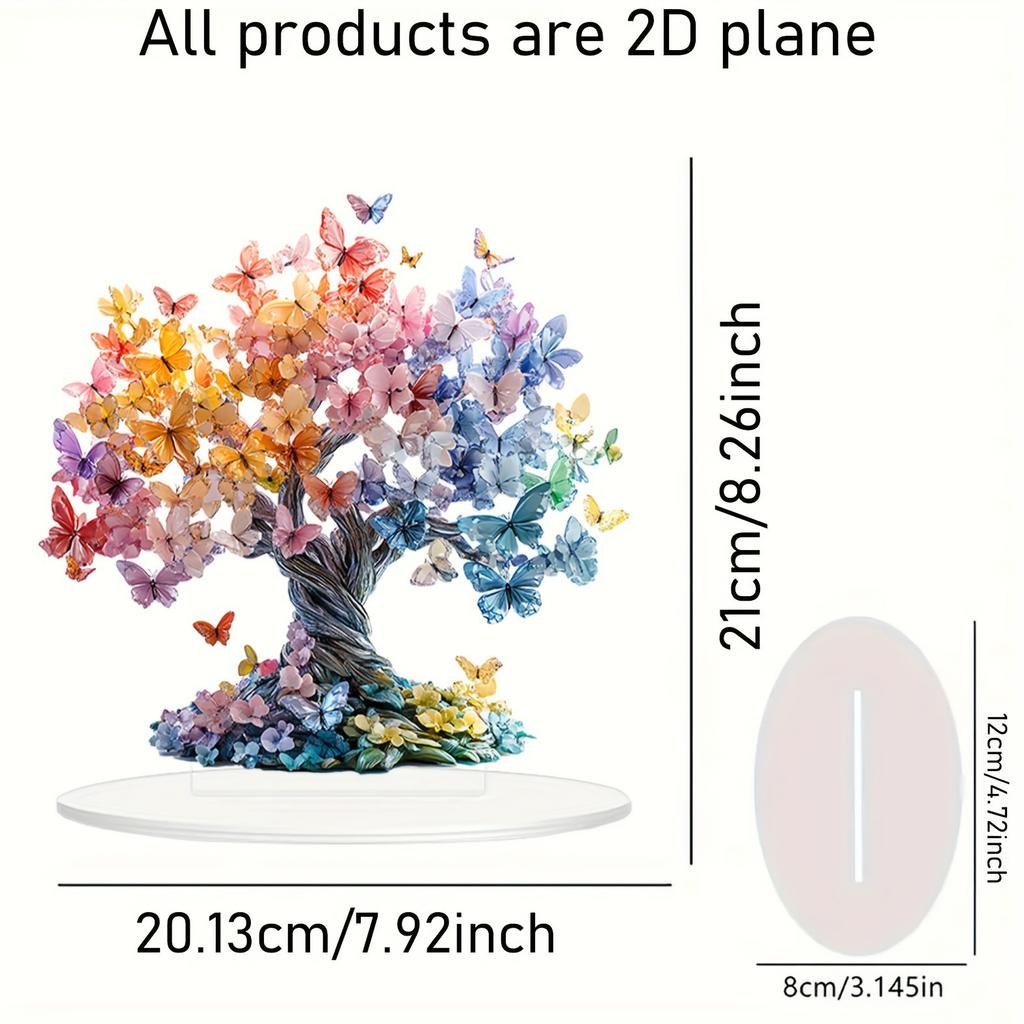 Crystal Butterfly, Lucky Tree, Tree of Life, 2D, Acrylic, Desktop Decoration, Festival Gift Giving, Home Decor