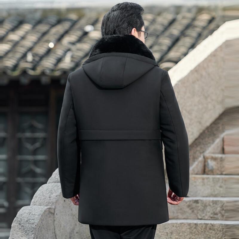 YUZHAOLIN Men's Winter Padded Jacket with Large Fur Collar