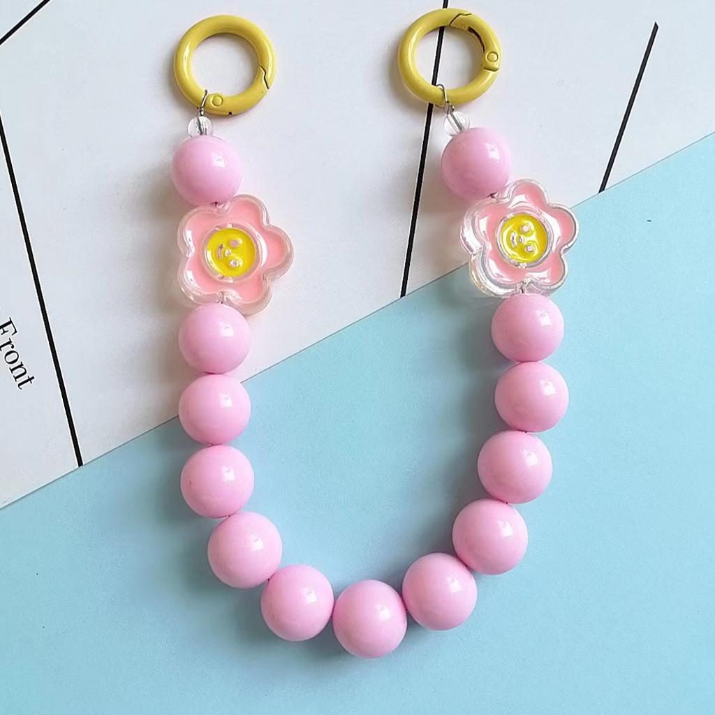 Colorful Beaded Flower Keychain, Kawaii Acrylic Flower Bag Charm with Clip