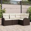 VidaXL 4-Piece Garden Sofa Set with Brown Cushions Poly Rattan 3346018