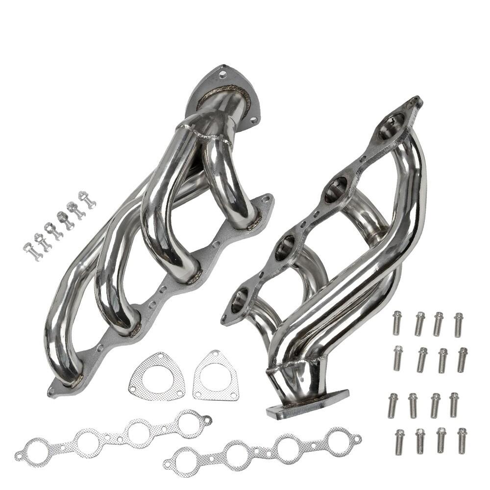 Exhaust Manifold Header Fit Chevy Avalanche Silverado Tahoe GMC Sierra 4.8L/5.3L 2000-2006 polished header