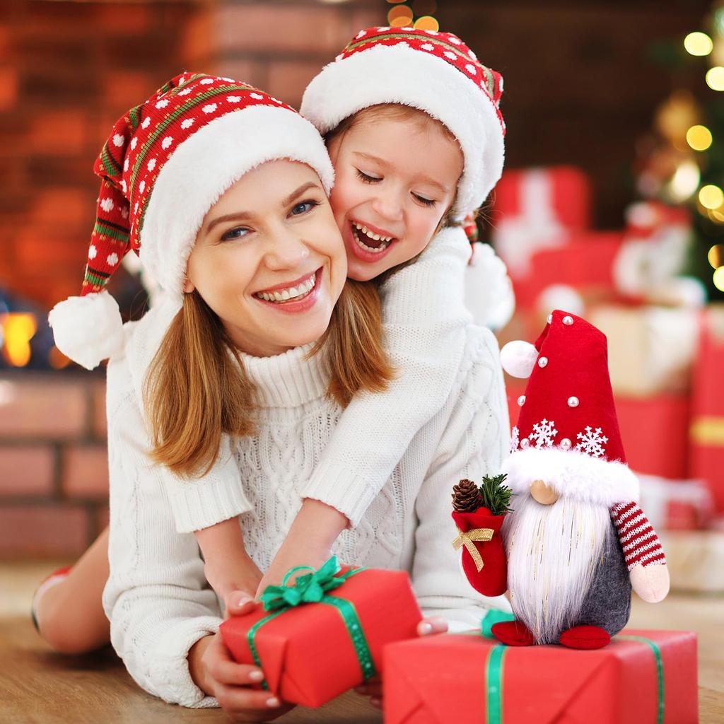 Handmade Christmas Gnome Plush Decor - Scandinavian Xmas Elf for Home, Tiered Tray & Kitchen Gift for Women, Holiday Party