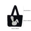 Casual Faux Fur Shoulder Bag Soft Large Capacity Shopper Handbag Rabbit Print Furry Fluffy Fluffy Handbag Women Use