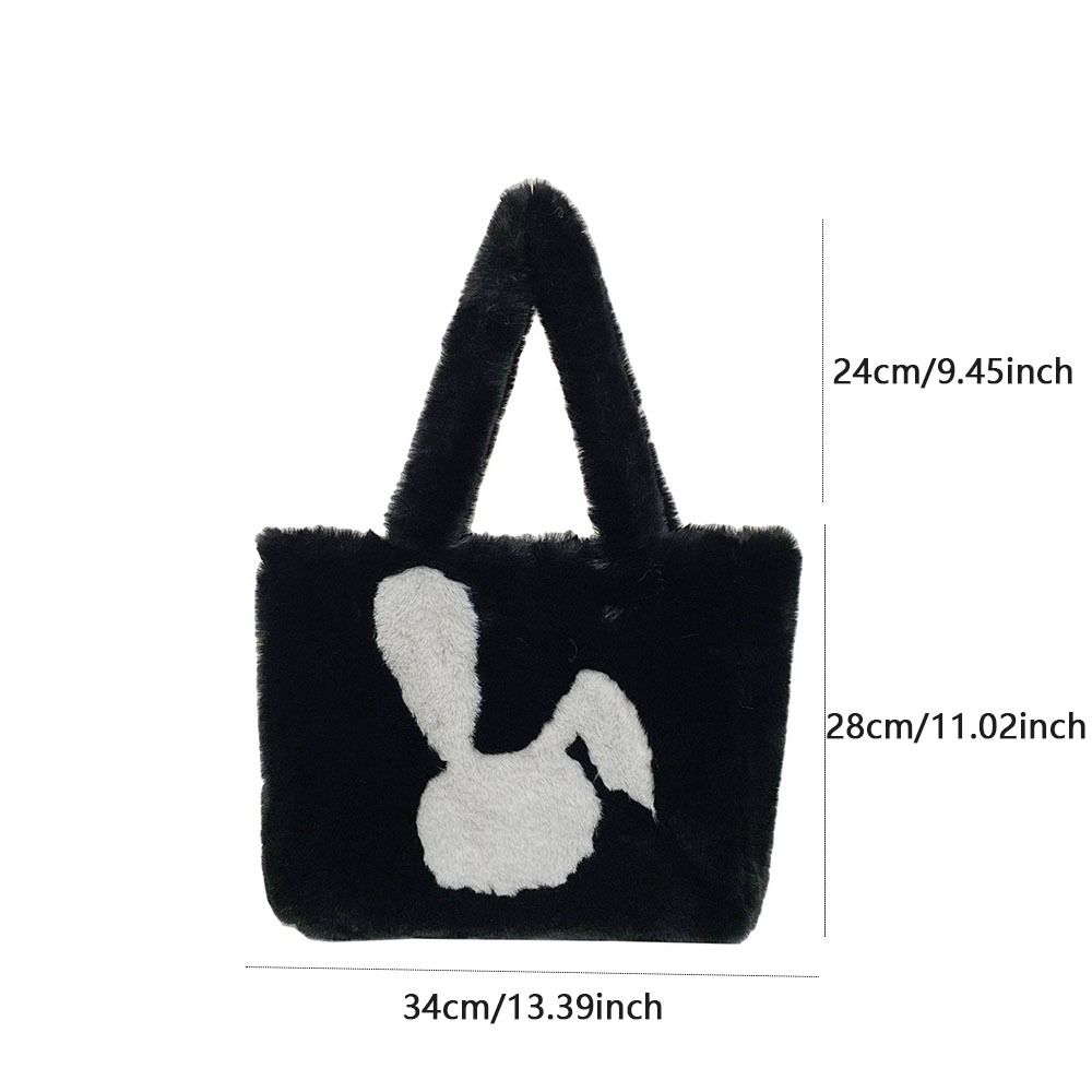 Casual Faux Fur Shoulder Bag Soft Large Capacity Shopper Handbag Rabbit Print Furry Fluffy Fluffy Handbag Women Use