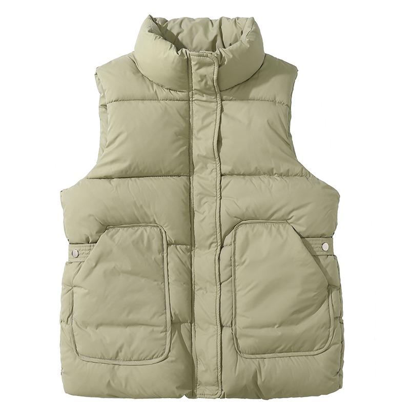 Down Cotton Vest for Women To Look Slim and Stylish New Fashion Autumn and Winter Stand Up Collar, Clip Waist, Versatile Sleeveless Camisole