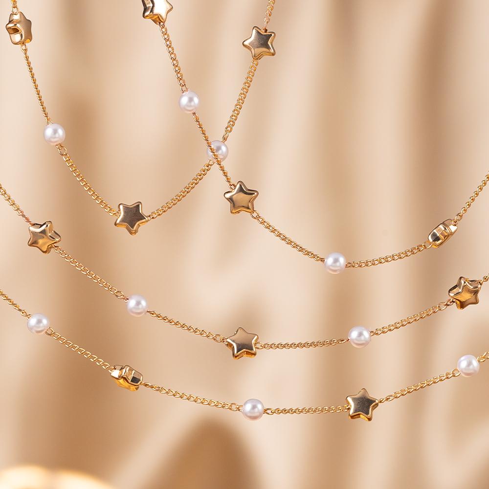 1meter CCB Star Heart Beads Copper Chain Beaded Chain Imitation Pearl for Women Bracelets Necklace Clothing DIY Jewelry Making