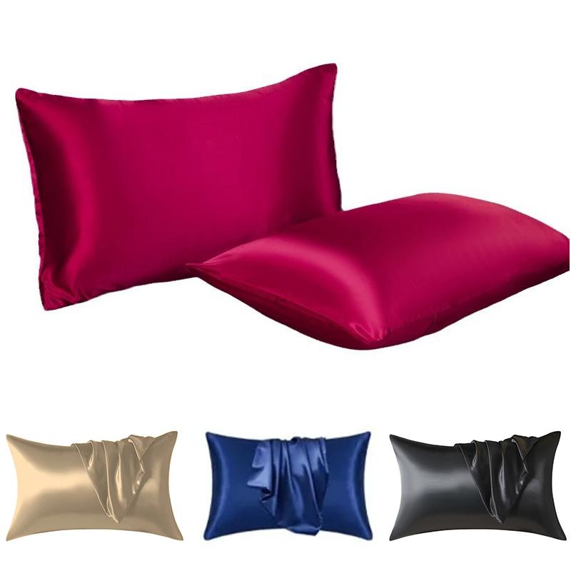 1PC Silky Satin Machine Washable Hair Beauty Premium Smooth Solid Color Soft Pillow Cover Pillow Case Pillowcase