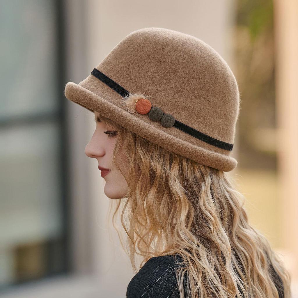 Elegantní francouzsko-britský rybářský klobouk z vlněné směsi - Hřejivý a trendy podzimní/zimní doplněk pro ženy