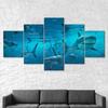 Group Of Sharks Deep Blue Sea 5 Piece Five Panel Wall Canvas Print Modern Art Poster Picture Home Decor Gift For Him For Her