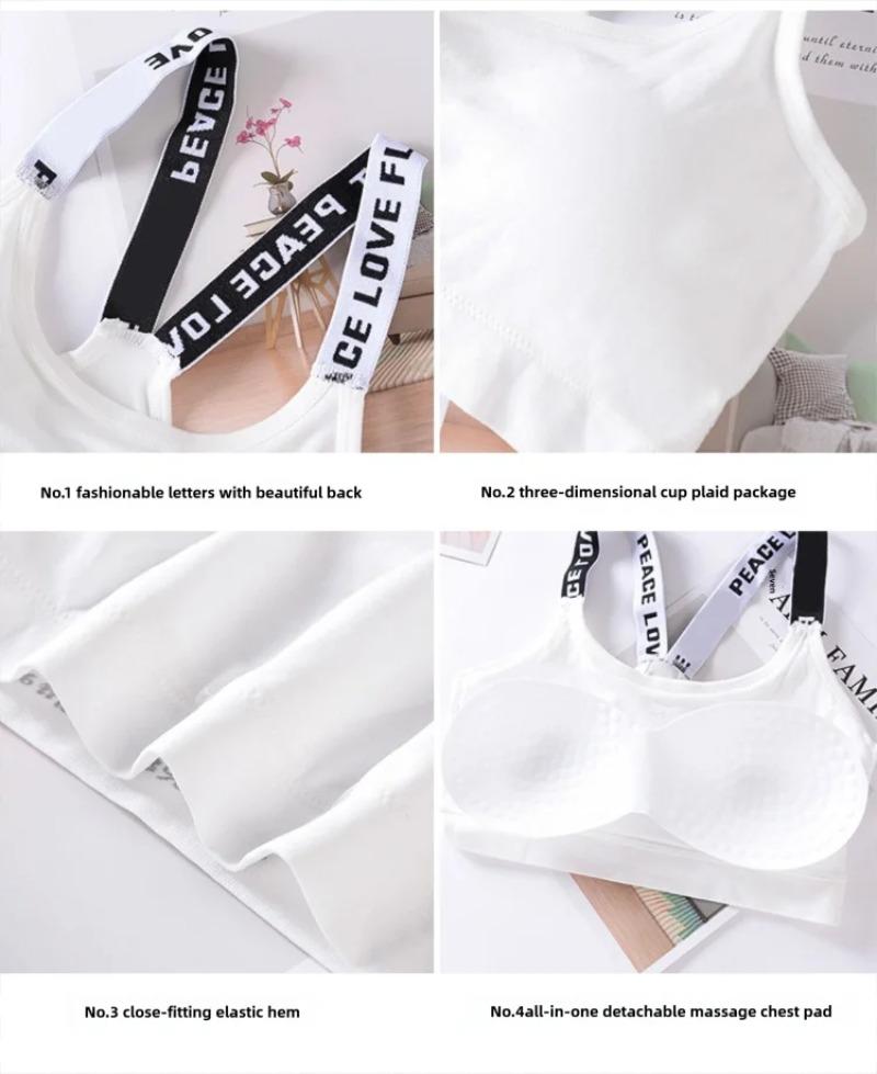 Fashion Tank Tops Sports Underwear Women Yoga Fitness Seamless Crop Top Wide Letter Straps Comfortable Workout Activewear