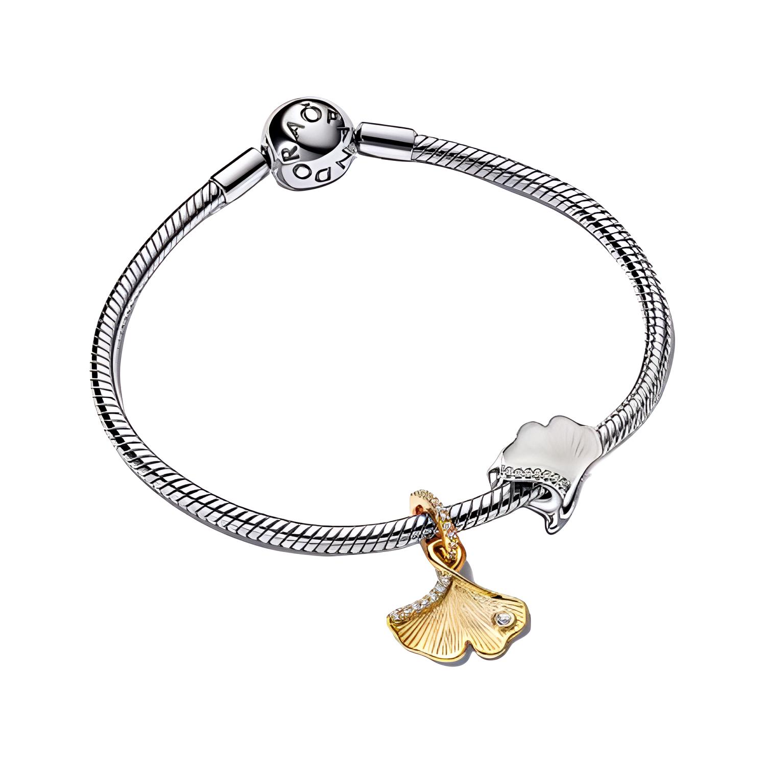 Pandora Logo Ginkgo Dancing 925 Silver Bracelet Women bracelet ZT2479