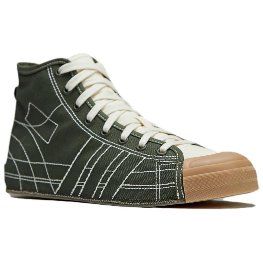 Adidas Y-3 Nizza High Night Cargo Contrast Stitch Unisex Sneakers Green Cream-White Gum JH8919