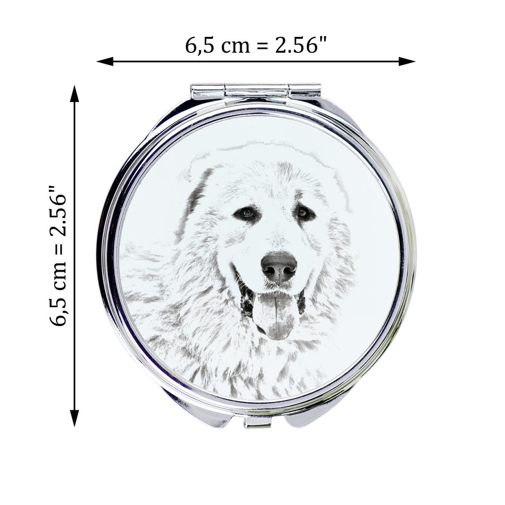 Pyrenean Mastiff, Mastín del Pirineo – Pocket mirror with a dog, personalized mirror for a purse | Art-Dog