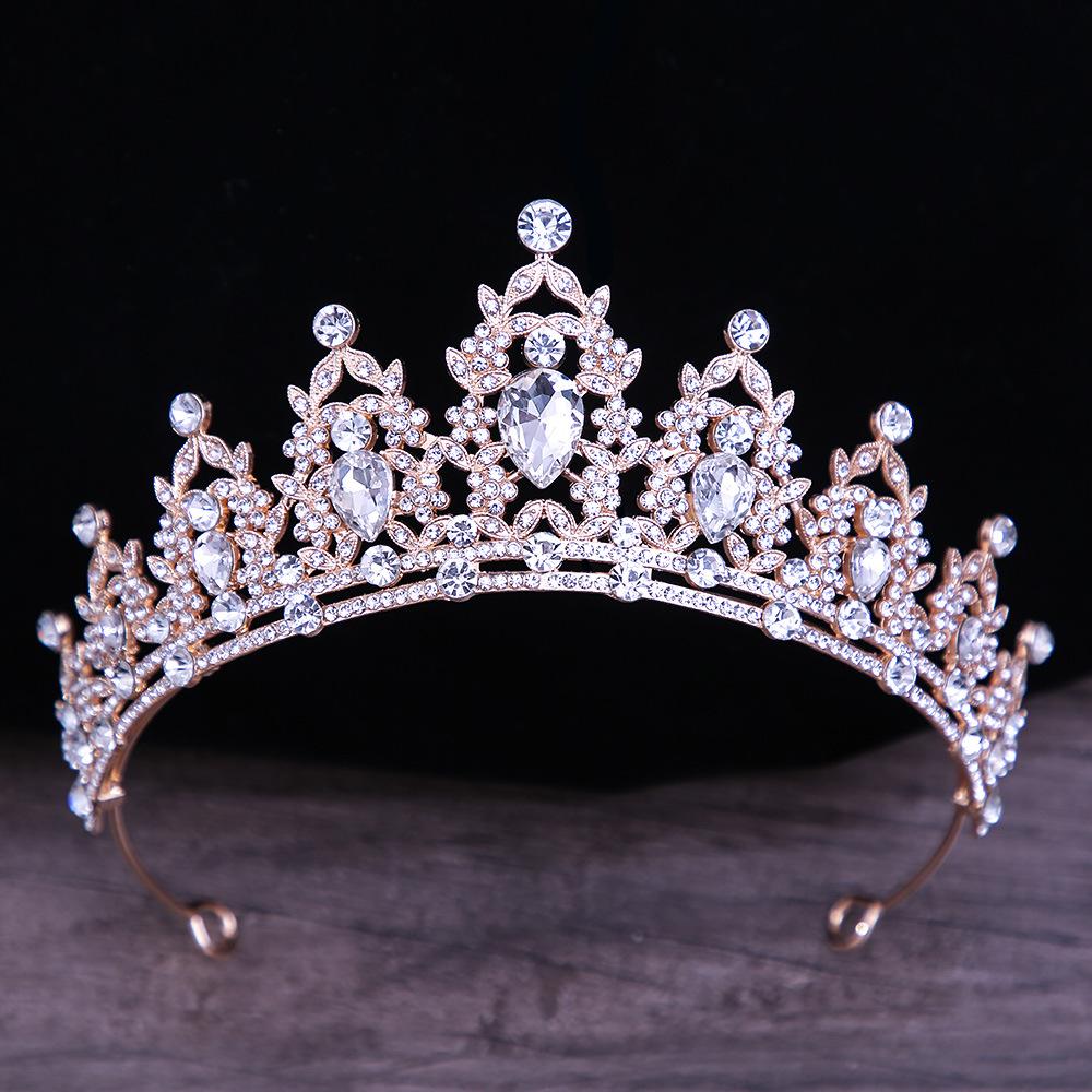 DIEZI Baroque Luxury Girls AB Red Green Blue Crystal Bridal Wedding Tiara Crown Bride Queen Headbands Hair Jewelry Accessories
