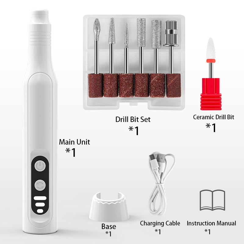 

New 7-in-1 Electric Nail Drill Set Portable Exfoliating Polishing Nail File Pen Machine Nail Polishing Tool Kit Type C белый