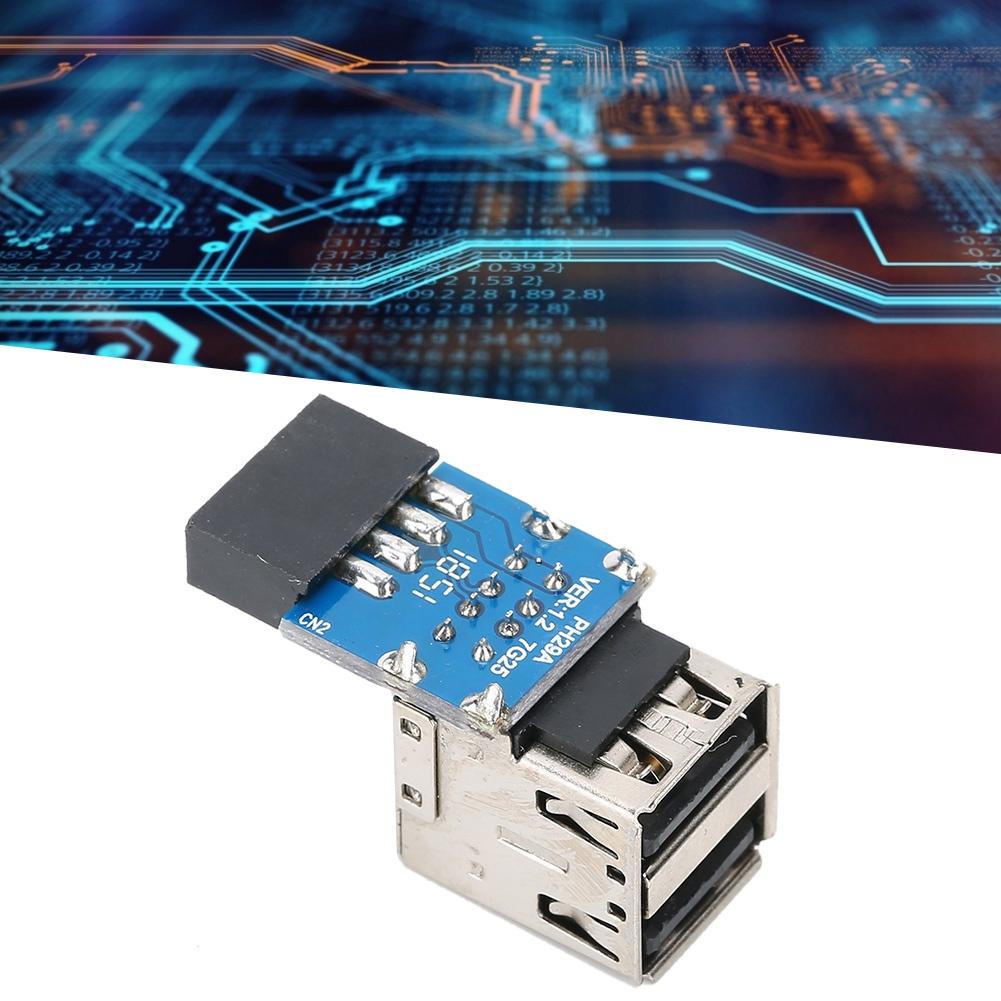 9PIN til 2 USB2.0 PC Hovedkort USB Utvidelsesadapter Datatilbehør