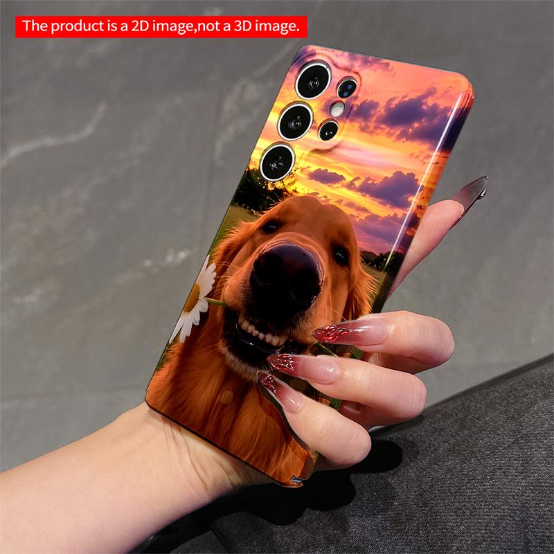 2DFlat Samsung phone case Golden Retriever with Daisy at Sunset Applicable to Galaxy S23 S24 S25ULTRA S26 A12 A14 A15 A16 A54 A55