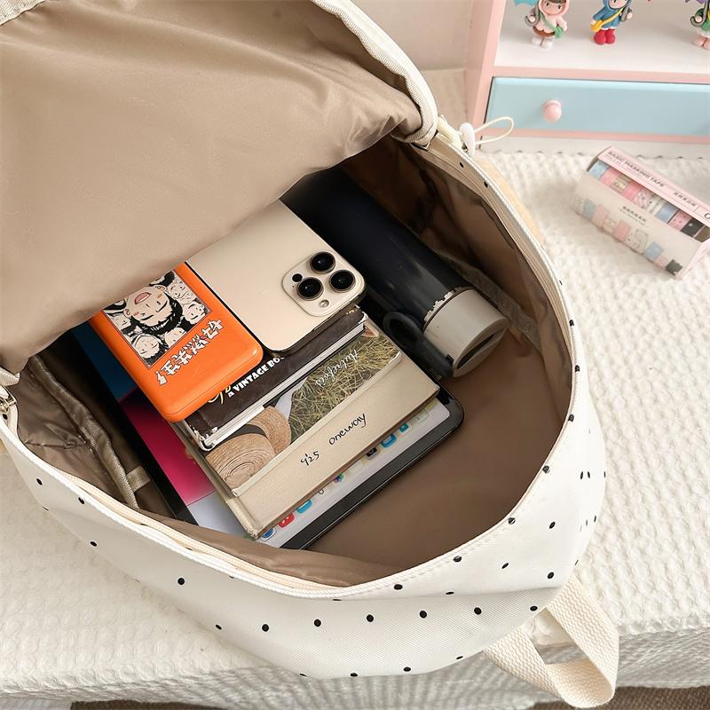 Dot Print Student Schoolbag Large Capacity Women's Backpack