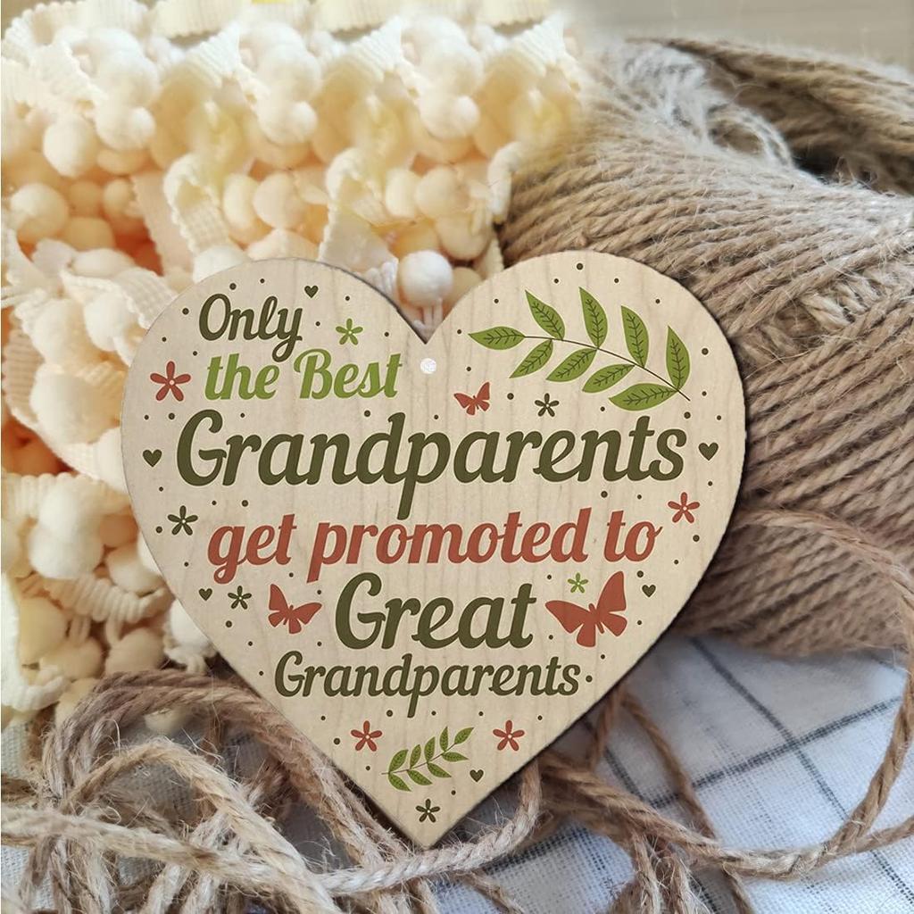 Great Grandparents Wood Sign Get Promoted to Great Grandparents Plaque Gifts Present 4 x 4 inch