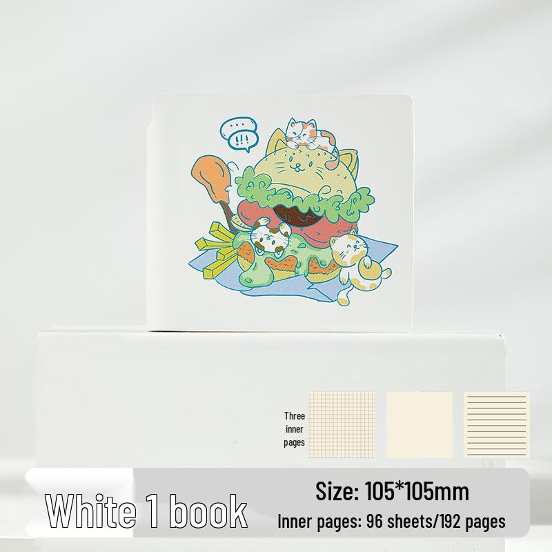 Stylish Cartoon Stamp Mini Notebook: Cute, High-Value, Simple Square Pocket Journal