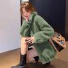 Short Women's Trendy Winter Double-Sided Fleece Stand Collar Hoodie Cardigan Zipper Jacket
