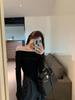 Women's Sexy One-Shoulder Long Sleeve Knitted Sweater - Slim Fit, Irregular Hem, Short Top for Autumn and Winter
