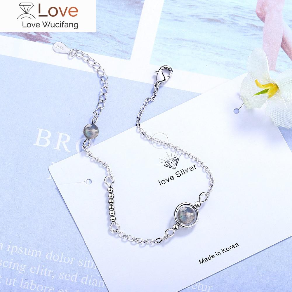 Handmade Moonstone Bracelet Circle Charm With Natural Crystal 925 Sterling Silver Beads Personalized Bracelets For Women