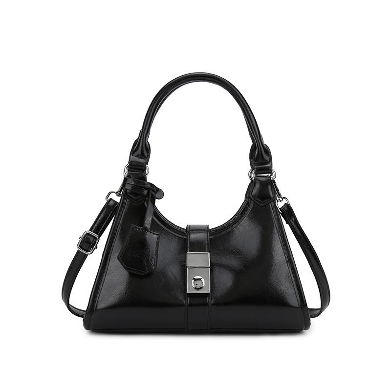 

New fashion retro style PRA lock armpit bag portable shoulder messenger women s bag чорний