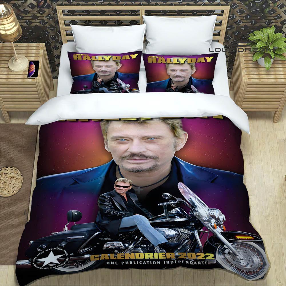 3D Johnny Hallyday bedruckte Bettwäsche-Sets exquisites Bettwaren-Set Bettbezug Steppbett-Set Bettwäsche-Set Luxus Geburtstagsgeschenk