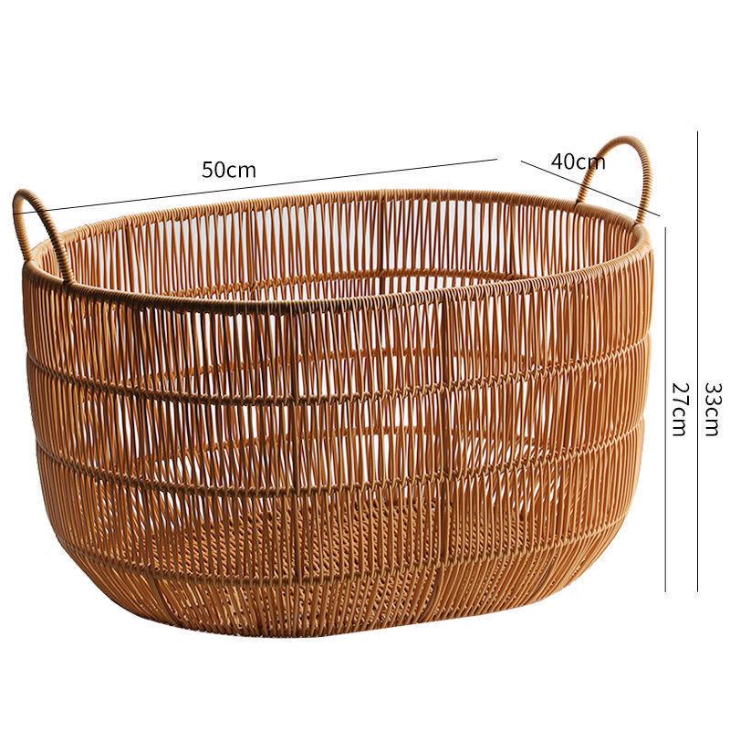 Imitation Rattan Woven Handle Storage Bin