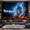 Manchester City Personalized Tapestry Support Custom Name, Wall Art Home Decoration