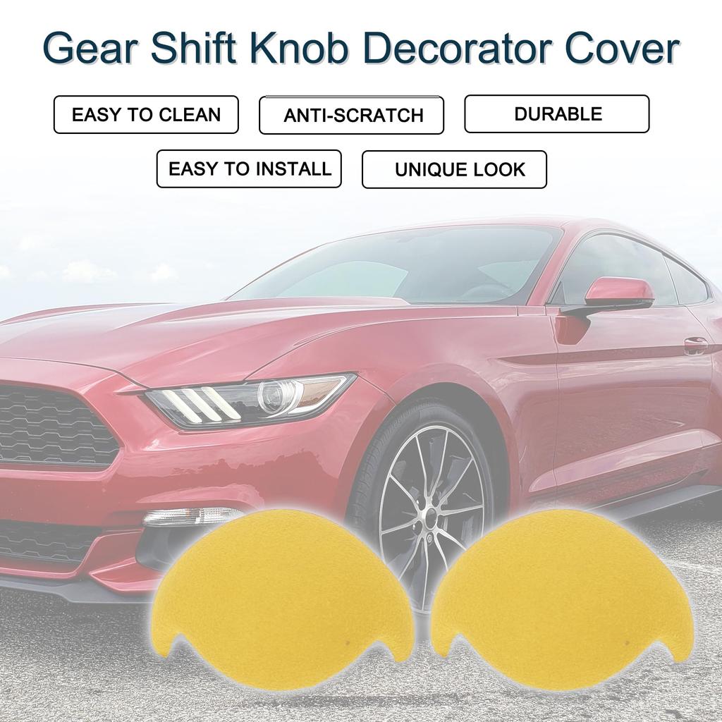 TUCKBOLD Gear Shift Knob Decorator Cover for Ford Mustang Waterproof Console Interior Trim 1 Set 2015-2021, Sticker, Yellow,