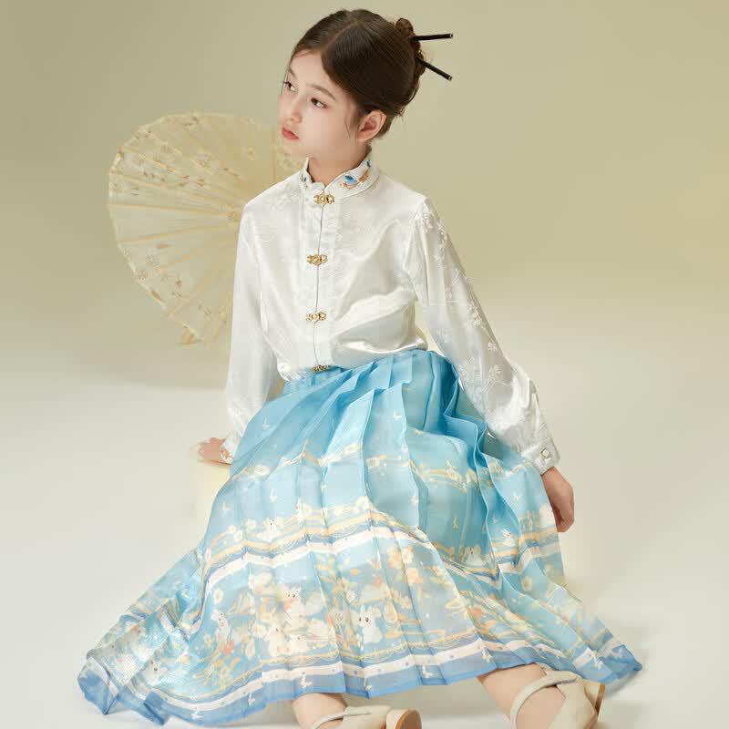 Little Tiger Patty Girls  New Chinese Style Embroidered Skirt Set 120