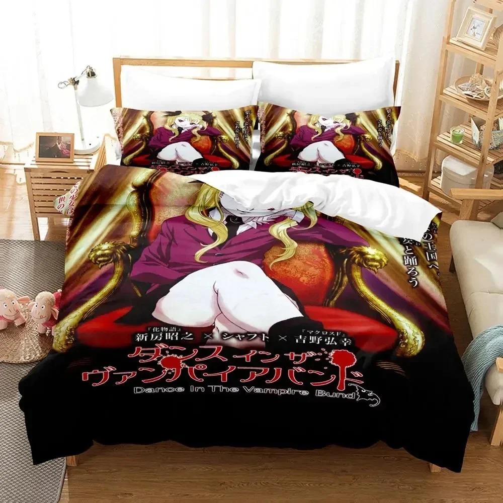 3D Anime Dance In The Vampire Bund Bedding Set Duvet Cover Bed Set Quilt Cover Pillowcase Comforter King Queen Size Boys Adult