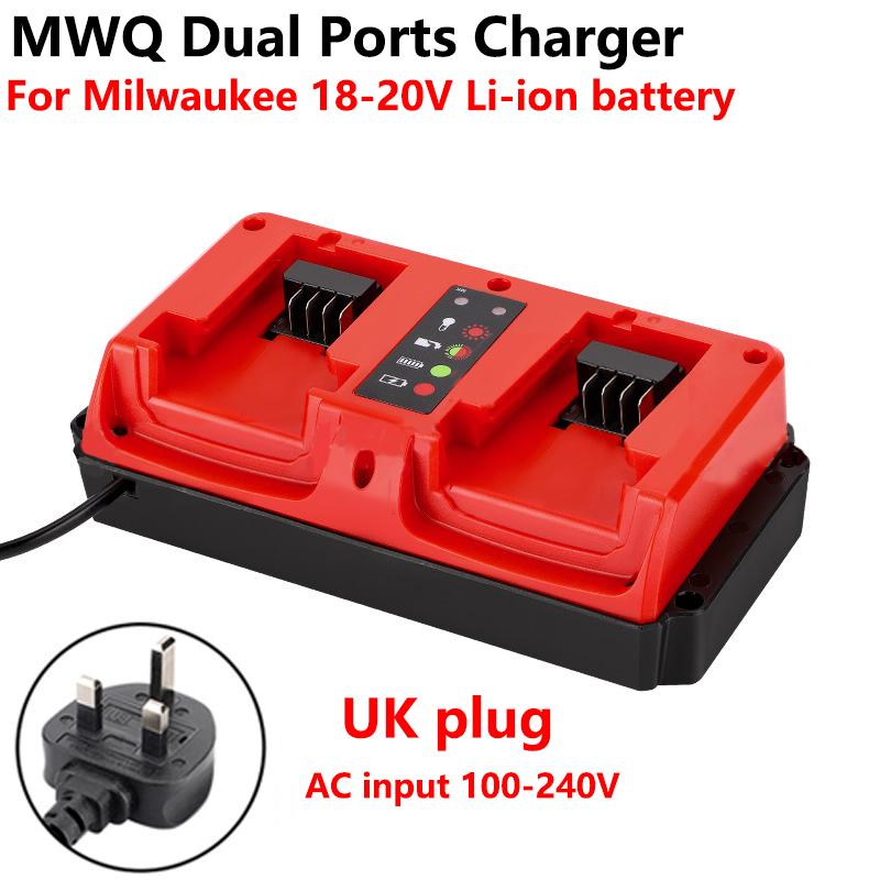 Portable Dual Ports Charger For Milwaukee 18V-20V Lithium Battery Rechargeable 48-11-1815 48-11-1820 48-11-1830 Fast Charger